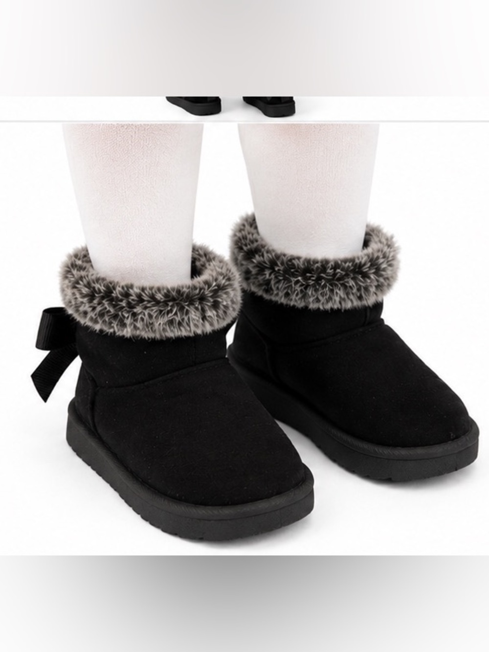 Black Faux Fur Trim Cozy Boots